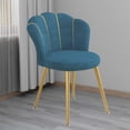 thumbnail image 1 of Sillón de tocador con respaldo curvo, moderno sillón decorativo para cafetería, salón, comedor Azul, 1 of 10