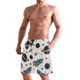 thumbnail image 2 of Dailycode Men's Quick Dry Swim Trunks Beach Shorts Casual Summer Board Shorts with Pockets, Cartoon Space Rockets and Planets, 2 of 8