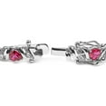 thumbnail image 2 of Haus of Brilliance .925 Sterling Silver Created Heart cut Womens Box Clasp Red Ruby and White Diamond Accent Link Bracelet (I-J Color, I3 Clarity)- 7.25" Inches, 2 of 6