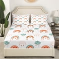 thumbnail image 4 of Boho Rainbow Sheet Set King Nursery Kawaii Room Decor, Cute Clouds Dreamcatcher Sheets Cartoon Love Heart Bohemian Bedding Set Magic Rainbow Stars Top Fitted Sheet,2 Pillowcases, 4 of 6