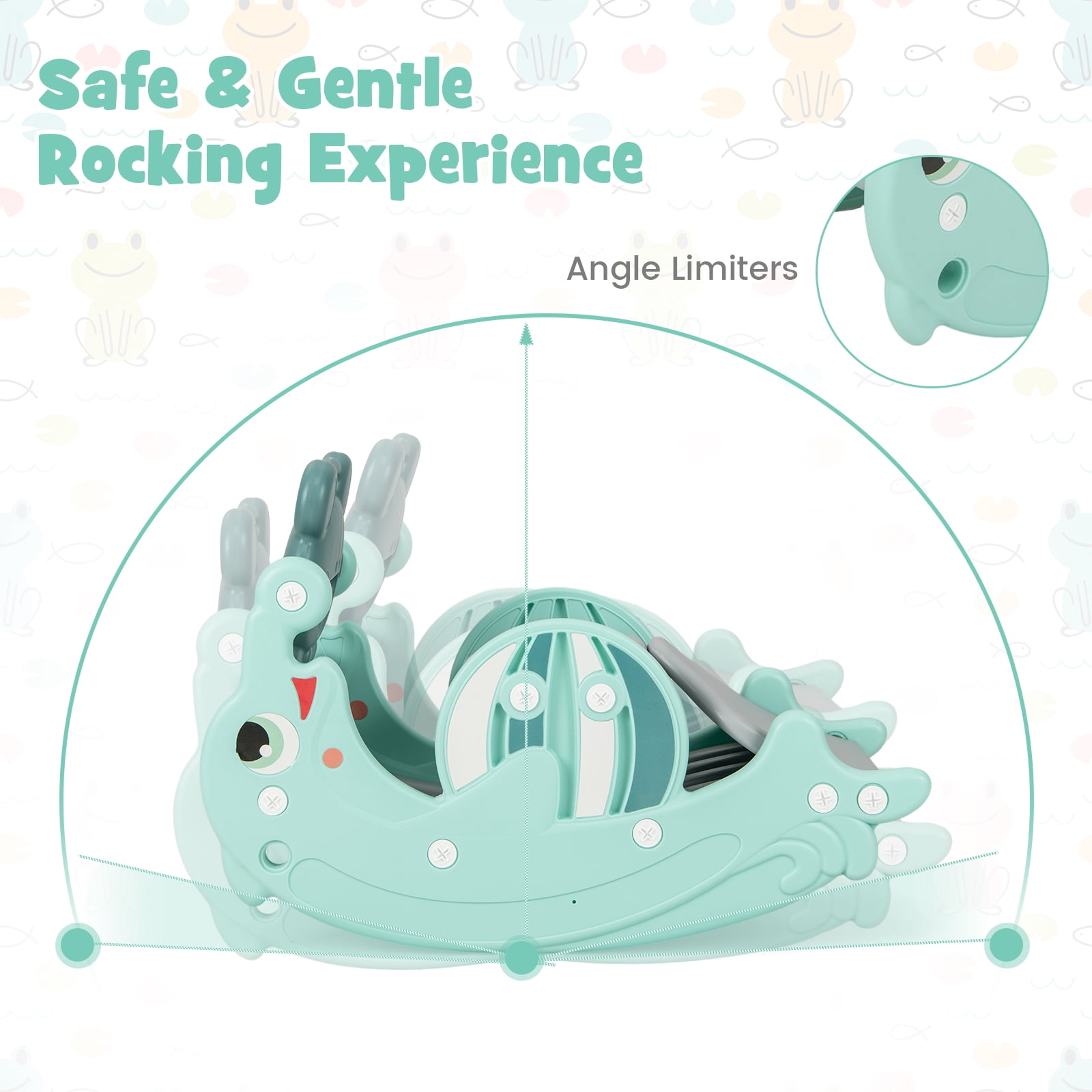 Infans 3-in-1 Kids Slide Rocking Horse Set Convertible Toddler Slide w/ Basketball Hoop