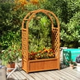 thumbnail image 2 of Costway 1 PCS Raised Garden Bed Wooden Elevated Planter Box with Lattice Trellis & Ached Roof, 2 of 10