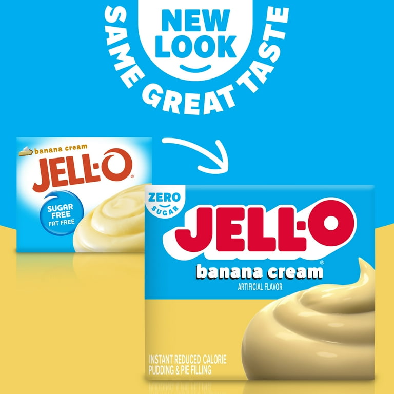8 pack) Jell-O Banana Cream Zero Sugar Instant Reduced Calorie
