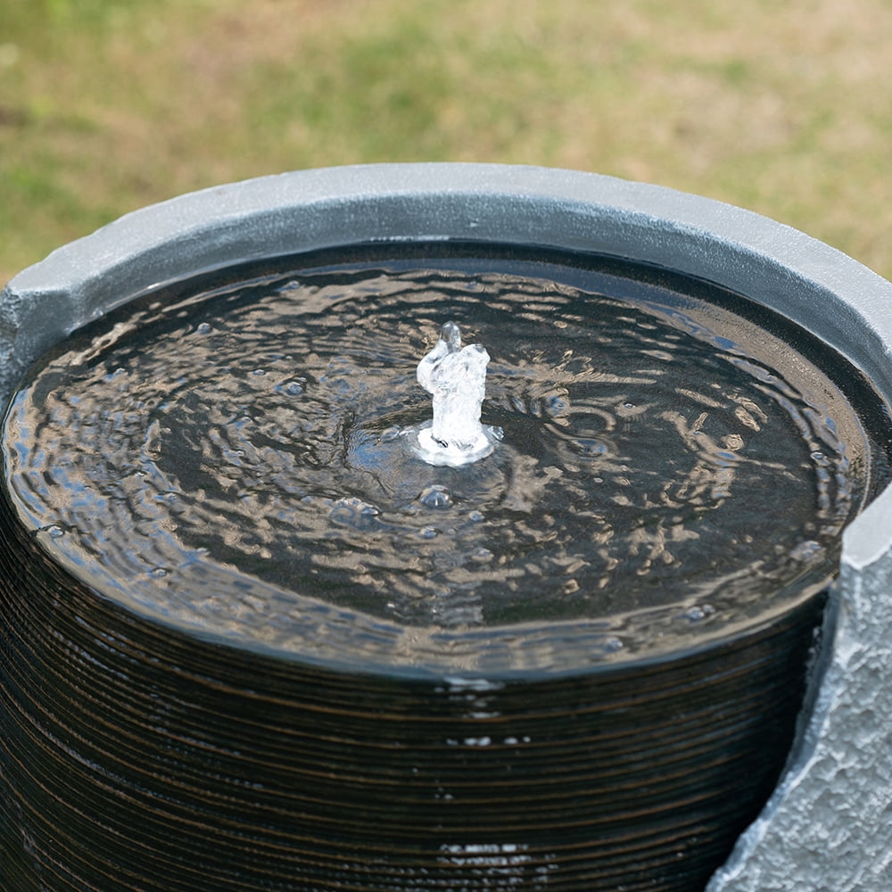 CoSoTower 20X20X18" Indoor Outdoor Polyresin Water Fountain, Unique Broken Urn Fountain Chic Dynamic Modern Design with Light for Garden, Lawn, Backyard, Porch