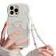 thumbnail image 1 of Funda para iPhone 13 Pro con helado blanco, marco con forma de onda rizada, con lindos abalorios de corazón, 1 of 5