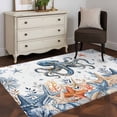 thumbnail image 3 of Octopus Coastal Area Rugs 4'x6', Washable Small Throw Rugs for Office Bathroom, Summer Beach Coral Starfish Ocean Indoor Outdoor Rug Non-Slip Low Pile Carpet Runner Reversible Floor Mats, 3 of 8