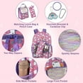 thumbnail image 5 of 6 in 1 Females Backpack with Matching Lunch Bag, Pencil Case, Keychain, Bracelet & Carabiner Clip in Sparkle Unicorns Print, 5 of 6
