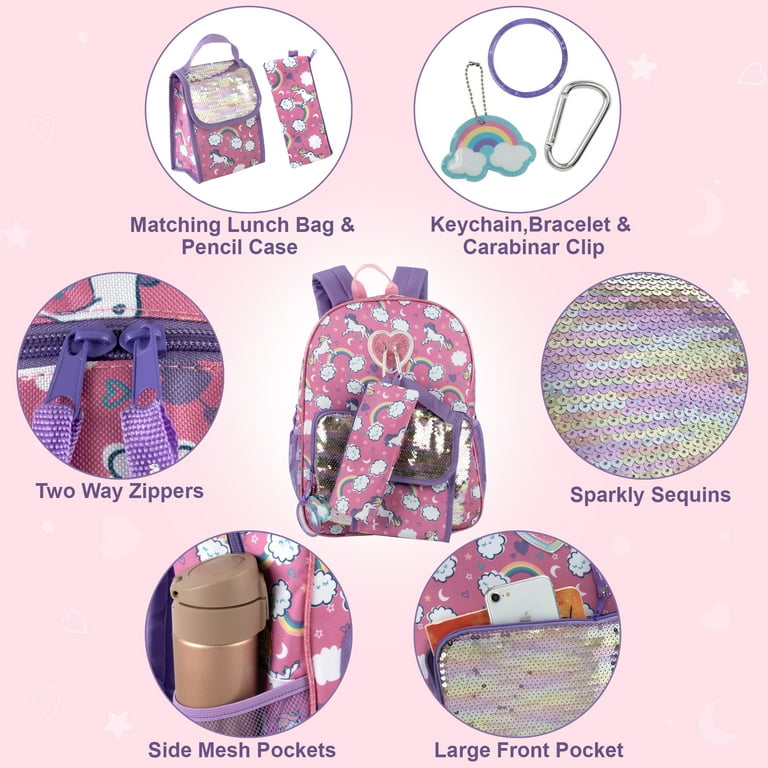 Trailmaker 6-in-1 Backpack Set, Sparkle Unicorns, Blue photo 5