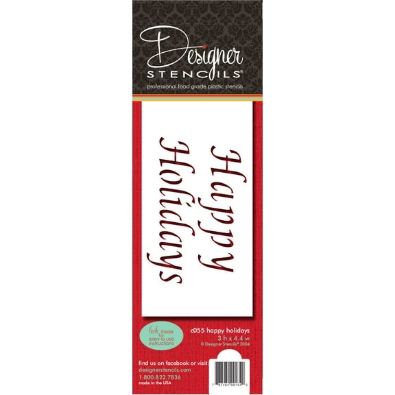 Designer Stencils Happy Holidays Cake Stencil, Beige/semi-transparent