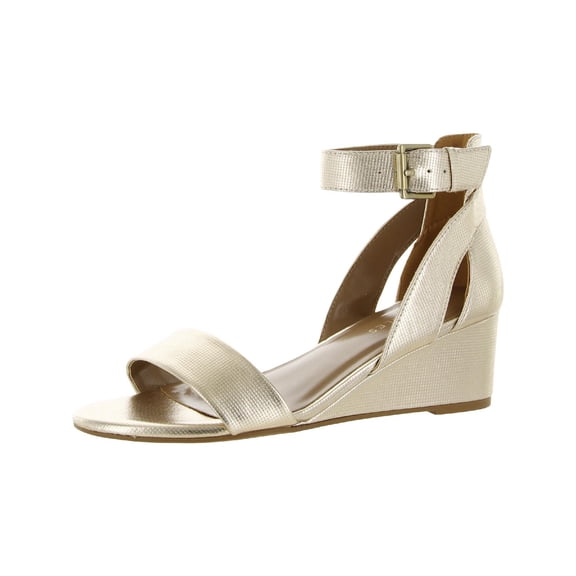 Aerosoles Womens Willowbrook Metallic Ankle Strap Wedge Sandals