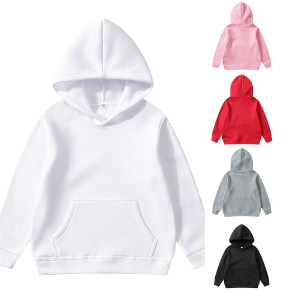 Weebloom Hoodies For Kids Boys Girls Long Sleeve Pullover Hoodie Sweatshirts White 8-10 Years