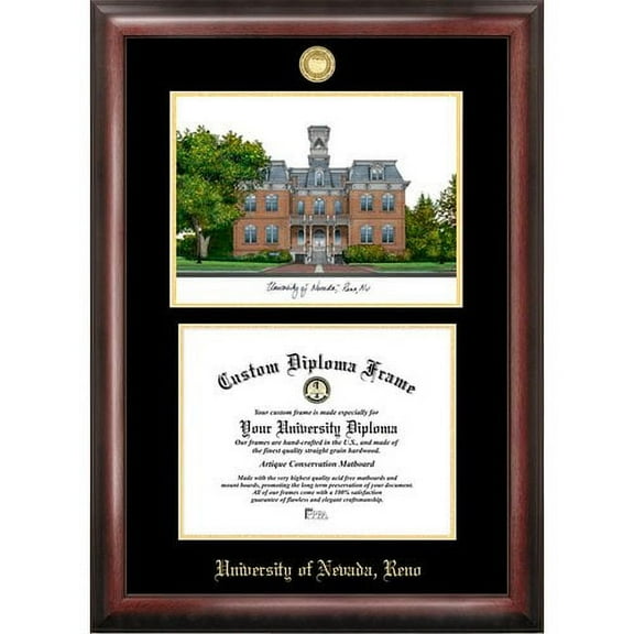 University of Nevada 8.5" x 11" Gold Embossed Diploma Frame with Campus Images Lithograph