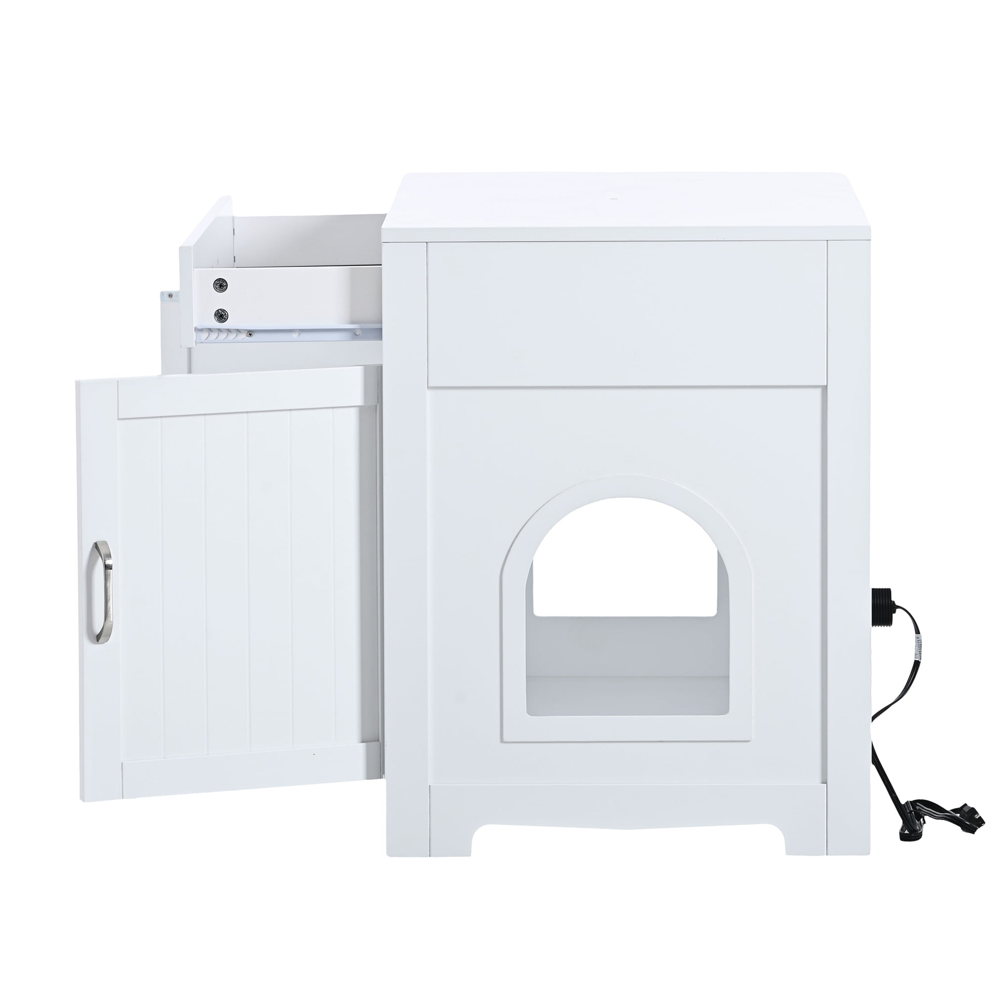 Pefilos 31" Cat Litter Box Enclosure, Hidden Cat Washroom Furniture with Divider, Large Wooden Pet House, Enough for Most of Orange Cat and Litter Box, White Pefilos 31" Cat Litter Box Enclosure, Hidden Cat Washroom Furniture with Divider, Large Wooden Pet House, Enough for Most of Orange Cat and Litter Box, White