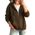 thumbnail image 4 of vigerkar Womens Quarter Zip Pullover Casual Long Sleeve Sweatshirts Half Zip Hoodie 2026 Trendy Fall And Winter Clothes (Coffee, M), 4 of 9