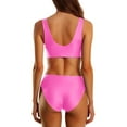 thumbnail image 4 of MIXUE Swim Suits for Women Summer Solid Color Strappy Square Collar Seamless Bra And Panty Set Sports Two Piece Tankini Holiday Wear,Pink,XXL, 4 of 6