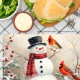 thumbnail image 3 of JOOCAR Snowman and Cardinals Winter Scene Linen Table Mats Set of 4 for Home Kitchen Table Decor 12x18 inch, 3 of 5