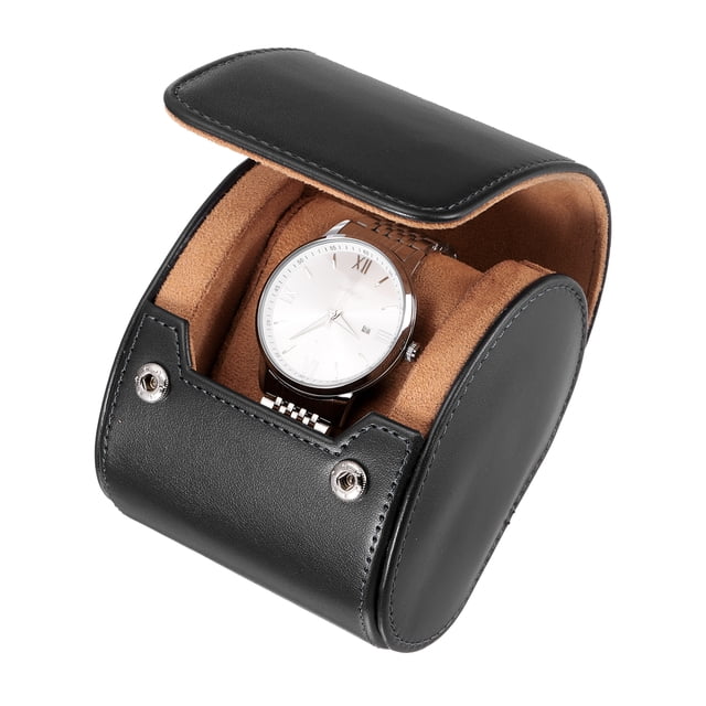 Estuche de Viaje para Reloj Uxcell para Hombres, Estuche de Reloj de Cuero, Caja de Almacenamiento de Reloj Portátil para Navidad, Cumpleaños y Aniversario, 1 Slot (Negro)