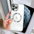 thumbnail image 4 of Magnetic Clear for iPhone 11 Pro Max Case with Camera Lens Protector [Compatible with MagSafe] Luxury Plating Bumper Soft TPU Shockproof Protective Slim Phone Cover for Women Girls-Silver, 4 of 12