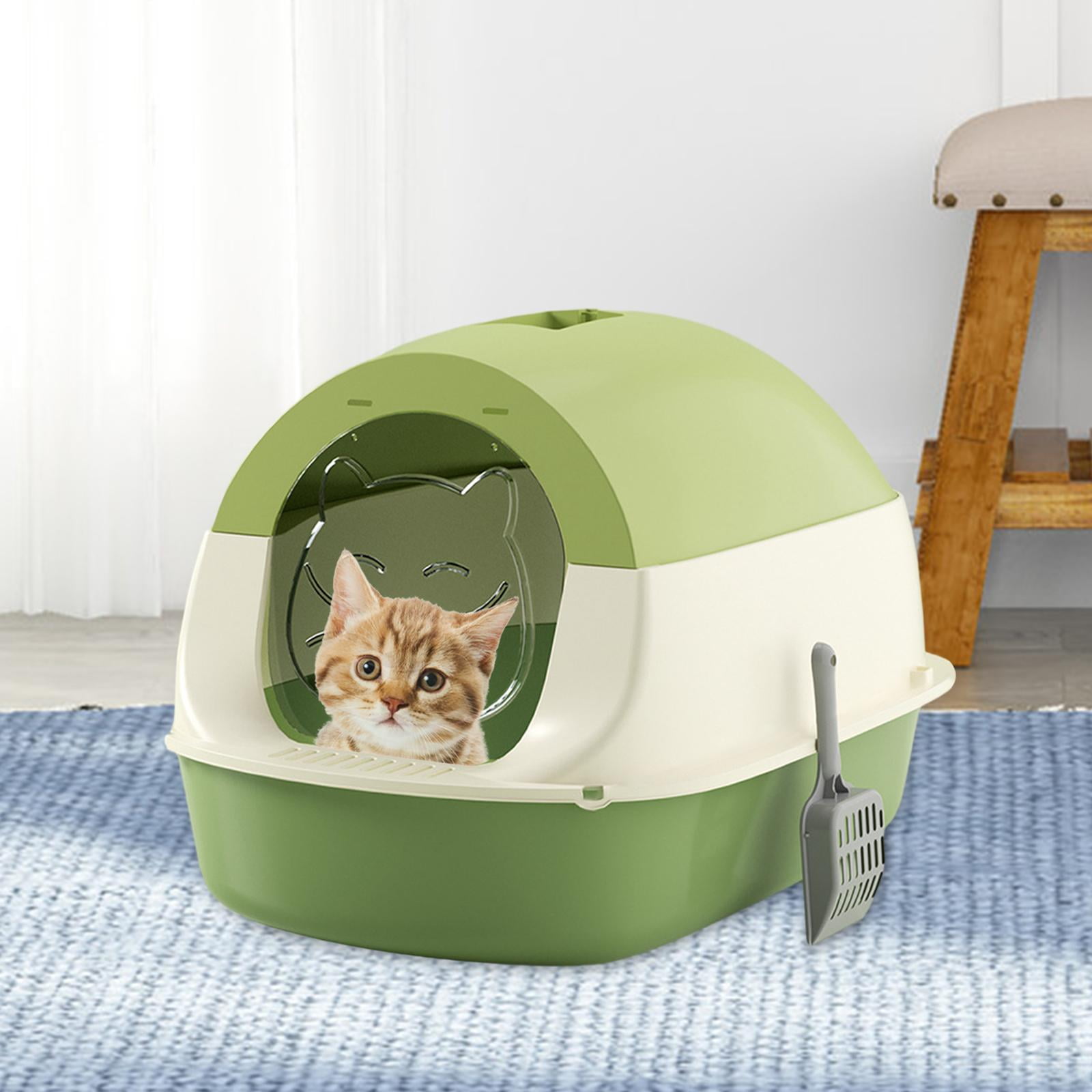 Bvdfgk Hooded Cat Litter Box Enclosed Cat Litter Box Easy to Clean Pet Supplies Sandbox green