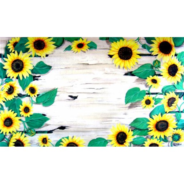 Custom Printed Rugs Sunflower 18 x 30 in. Doormat Rug - Gold & Yellow, Green, Yellow