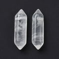 thumbnail image 3 of Natural Quartz Crystal Double Terminal Pointed Pendants Rock Crystal Faceted Charm 30~35x8~9x8~9mm Hole: 1.4mm, 3 of 4