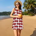 thumbnail image 3 of Naloa Cute Red Crab Print Women's Summer Spring Casual Beach Sundress,Vacation Sleeveless Tank Crewneck Loose Dresses, 3 of 7