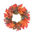 thumbnail image 2 of Corona artificial de otoño, corona de hojas de arce y bayas, decoración del hogar, adorno decorativo de para pared del hogar en Acción de, 2 of 9