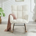 thumbnail image 3 of AUU Tufted Teddy Fabric Glider Rocking Chair for Living Room, Upholstered Accent Chair with Metal Frame, 3 of 13