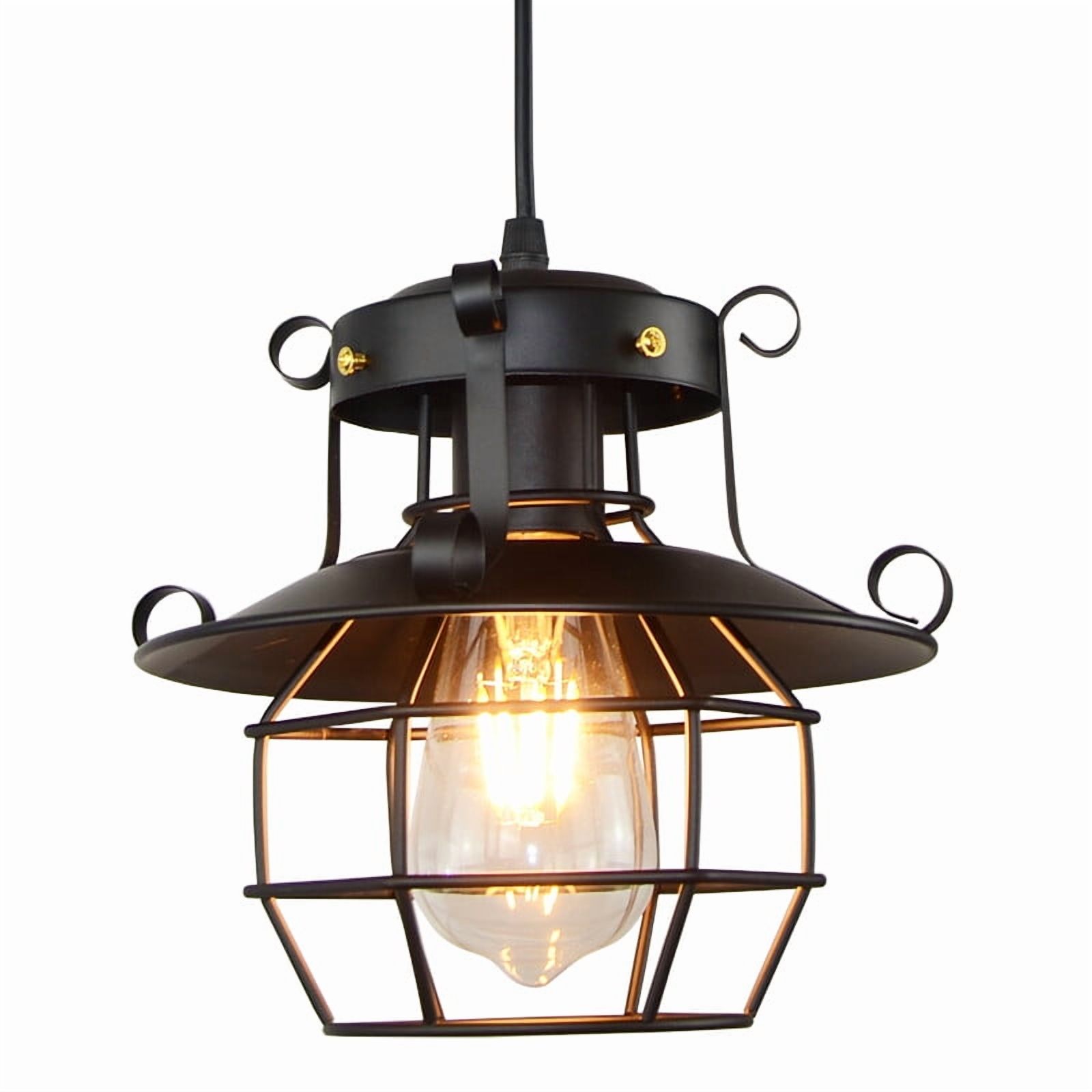 Retro Industrial Pendant Lamp, Farmhouse Iron Cage Ceiling Light Fixture for Kitchen Island 110-240V