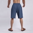 thumbnail image 6 of BiZtdJrK on Sale Clearance, Mens Lightweight Cotton Linen Shorts Summer Casual Drawstring Elastic Waist Beach Shorts Solid Color Straight Leg Short Pants Blue L, 6 of 7