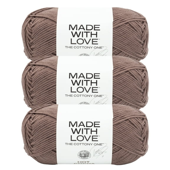Lion Brand Yarn Tom Daley - The Cottony One Hot Cocoa Medium Cotton, Acrylic Yarn 3 Pack