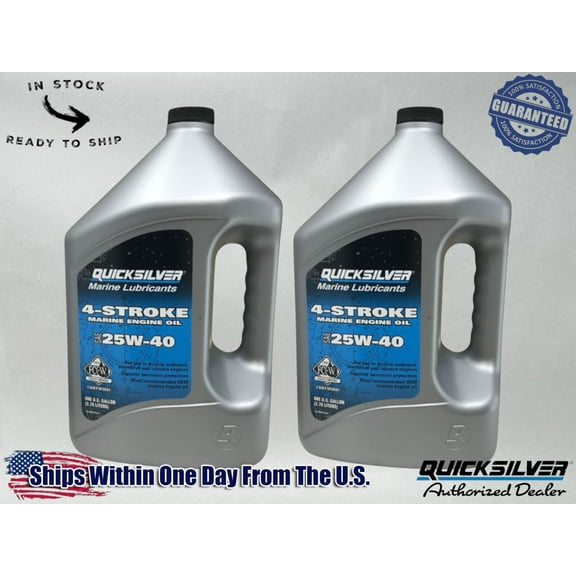 Quicksilver OEM 25W40 SS 4 Stroke Marine Engine Oil Gallons 92-8M0078620 2 Pack