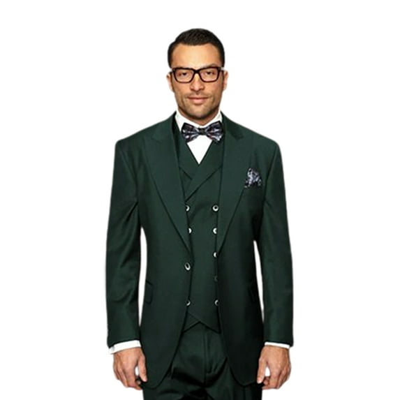 Statement Wool Suit Men's Hunter Green Wide Leg Big Lapel Florence By Alberto Nardoni Brand Designer