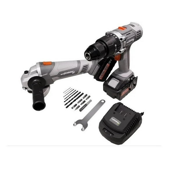 Set Rotomartillo 1/2 + Esmeriladora 4 ½ Inalámbrica 18v Prof gris oscuro