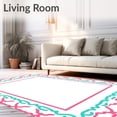 thumbnail image 2 of ODIKA 8'x10' Machine Washable Non-Slip Area Rug, Playful Scallop and Dot in Minimal Modern Style High Traffic Rug, Pink, 462007, 2 of 7