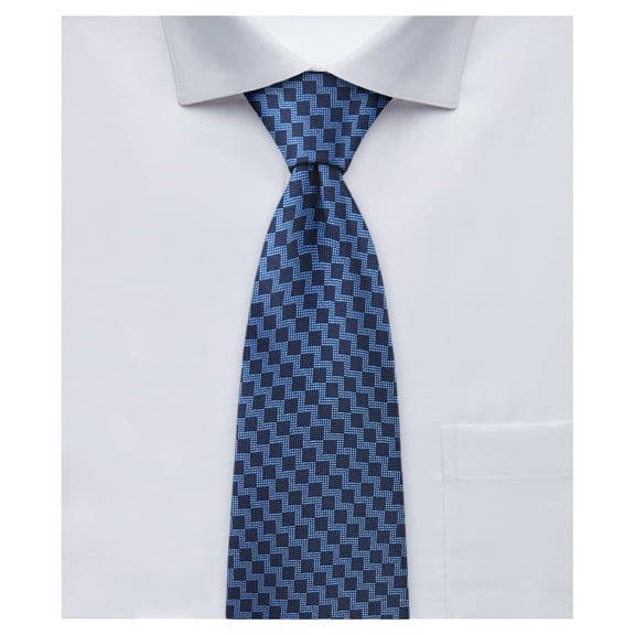 Jacob Alexander Men's Woven Zig Zag Pattern Regular Neck Tie - Blue