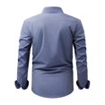 thumbnail image 2 of TOPTIE Men's Dress Shirts Plaid Printed Stretch Long Sleeve Button Down Casual Business-Navy Blue-S, 2 of 6