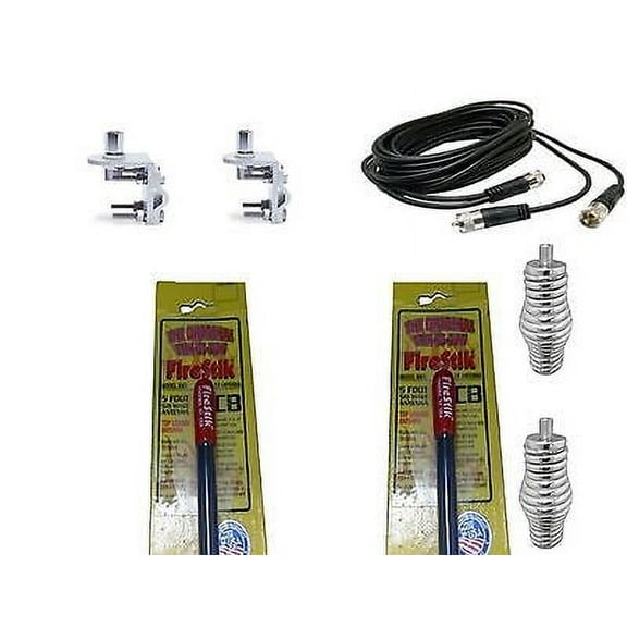 NEW CB RADIO 2 FIRESTIK 2 KW5 5FT CB ANTENNAS,18FT DUAL COAX,MOUNTS & SPRINGS
