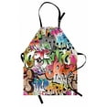 thumbnail image 1 of Urban Graffiti Apron, Blockbuster Style Graffiti Sprayed Overlapping Blocky Letters Street Art, Unisex Kitchen Bib with Adjustable Neck for Cooking Gardening, Adult Size, Multicolor, by Ambesonne, 1 of 4
