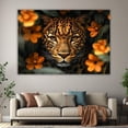 thumbnail image 6 of Mudket Wild Leopard with Orange Jungle Flowers Framed Canvas Wall Art, Botanical Jungle Animal Print Room Decor for Living Room, Office, Bedroom, Ready to Hang-40"L x 28"W, 6 of 10