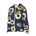 thumbnail image 3 of Goofa Sloth with Donuts Printed Women's UPF 50+ Sun Protection Hoodie Jacket Lightweight Long Sleeve Sun Shirt for Women with Pocket Hiking Outdoor-Small, 3 of 9