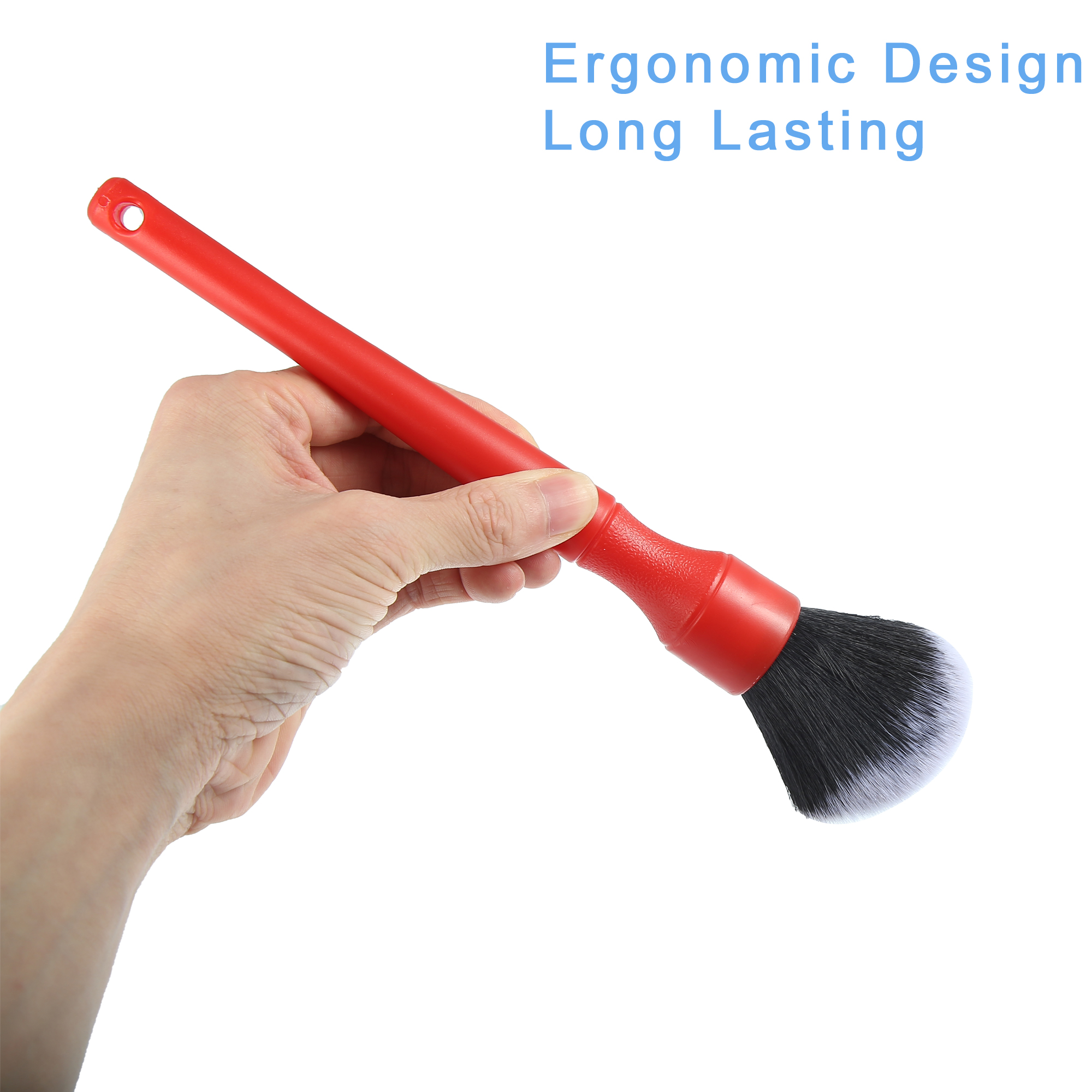 Unique Bargains 2pcs Car Detailing Brush Set Ultra Soft Synthetic PBT Brush Red