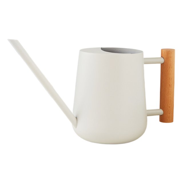 Regadera de 1000 ML regadera de agua con pico largo para plantas de acero inoxidable con mango de madera