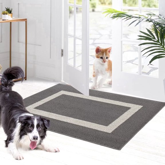 Heeneeso FR47 Outdoor Indoor Door Mat Bordered Entryway Rug Non Slip Machine Washable