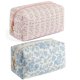 thumbnail image 1 of Bolsa de cosméticos HHQQWZ para maquillaje de viaje, paquete de dos unidades, rosa y azul con estampado floral, 1 of 7