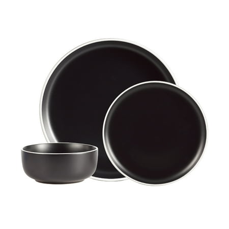 Safdie & Co. 12-Piece Cylinder Dinnerware Set, Matte Black, 2 Tone