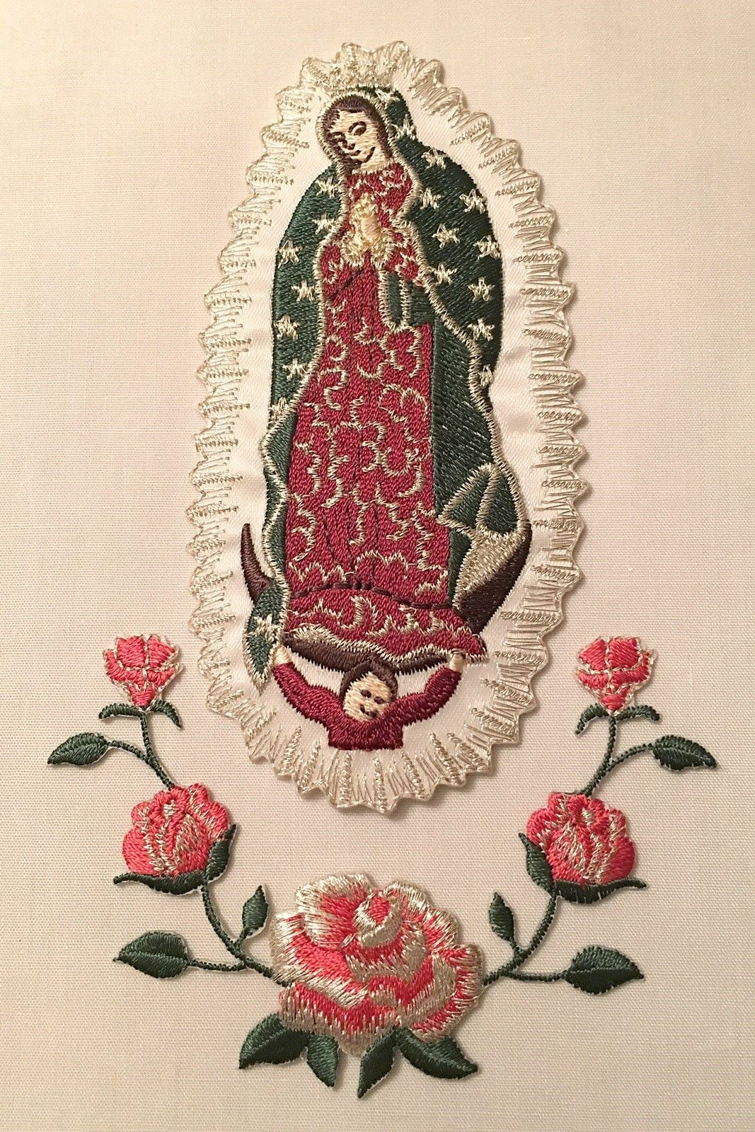 CF3884 Christening Baptism Gifts Guadalupe Virgin Mary Embroidered Iron On Patch