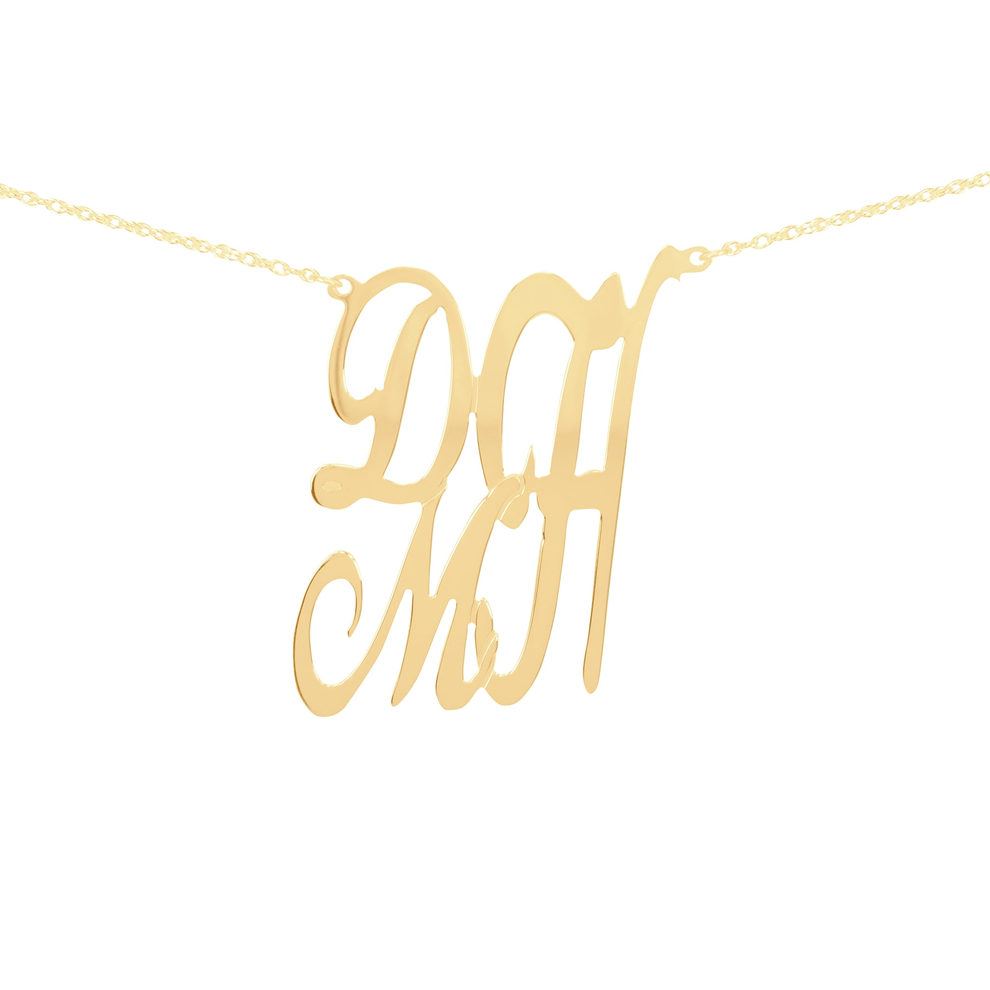 ♥ Personalized Script Stack Initial Necklace in 14K Gold-Plated Sterling Silver