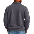 thumbnail image 5 of IAJDKMEK Men's Polo Collar Solid Long Sleeve Fleece Sweatshirt - Full Zip Pullover for Men, Fall Winter Top with Warm Inner,Gray L, 5 of 6