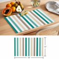 thumbnail image 6 of Teal Brown Stripe Placemats Set of 12 Gradient Geometric Vertical Striped Place Mats Indoor Wipeable Table Mats Washable Cloth Dining Table Placemats for Kitchen Holiday Party Home Decor 13x19 Inch, 6 of 9